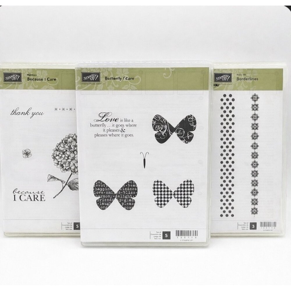 Stampin' Up Cling‎ Stamp Lot Butterfly Prints Borderlines Because I Care Unused
